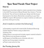 Editable Rose Bowl Parade Float Project