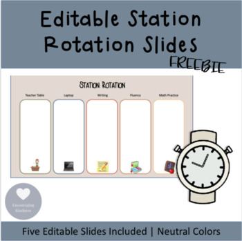 Preview of Editable Rotation Slides | Warm Boho Neutral Tones | Classroom Management 