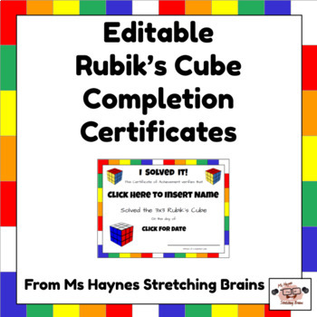 Preview of Editable Rubik's Cube Completion Certificates