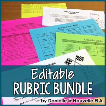Preview of Editable Rubrics for ELA and Social Studies - Writing Rubrics - Project Rubrics