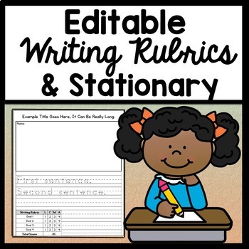 Kindergarten Writing Paper and Rubric by Caroline Grant
