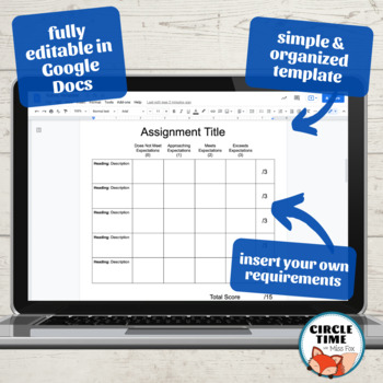 Editable Rubric Templates Google Docs Blank, Grading & Student Self ...