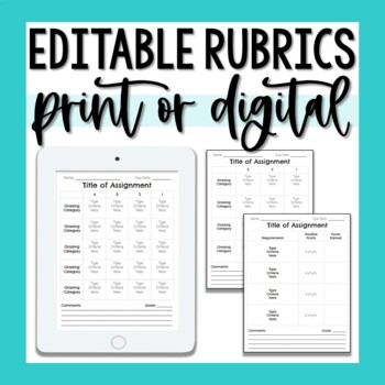 Preview of Editable Rubrics