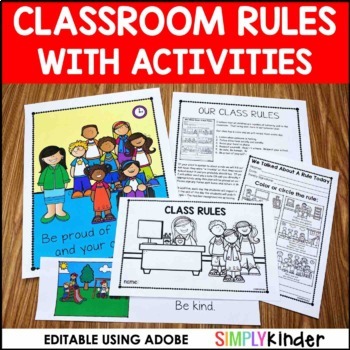 Preview of Editable Classroom Rules & Expectations & Activities for Back to School
