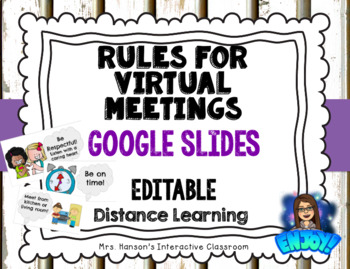 Preview of Editable Rules for Virtual Meetings Google Slides Distance Learning