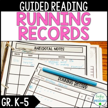 Preview of Editable Running Record Sheet & Anecdotal Notes for K, 1st, 2nd Guided Reading
