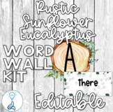 EDITABLE Rustic Eucalyptus Print and Cursive Word Wall Kit