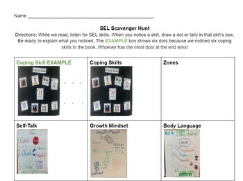 Preview of Editable SEL Scavenger Hunt- aligns with any read-aloud