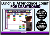 Editable SMARTboard Lunch and Attendance Count - Spring Fl