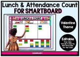 Editable SMARTboard Lunch and Attendance Count - Valentine Theme