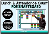 Editable SMARTboard Lunch and Attendance Count - Winter Theme