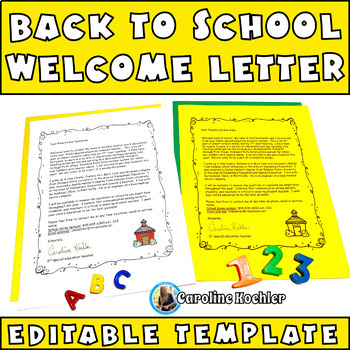 Preview of Editable Special Education Parent Welcome Back to School Letter