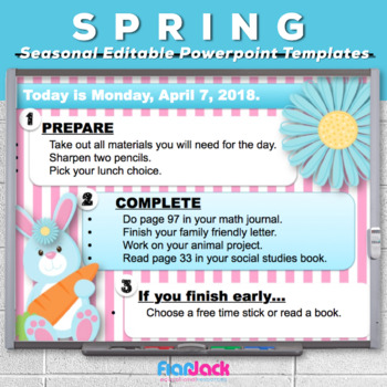 Preview of Editable SPRING EASTER Themed Morning Work PowerPoint Templates