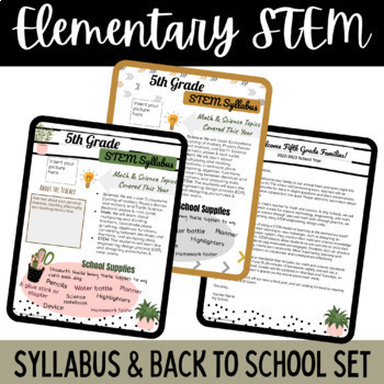 Preview of Editable STEM Syllabus Template Set for Elementary 