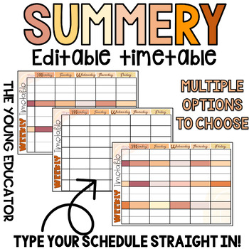 Preview of Editable 'SUMMERY' Teacher Timetable Template