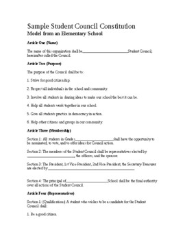 Preview of Student Council Constitution: A Model from an Elementary School (Editable)