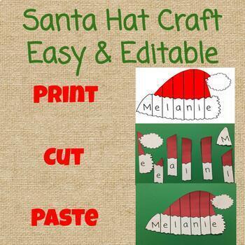 Preview of Editable Santa Hat Name/ Sight Word Puzzle