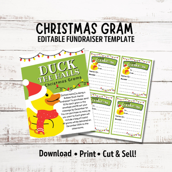 Preview of Editable Santa Rubber Duck Fundraiser Flyer Template | Christmas Grams