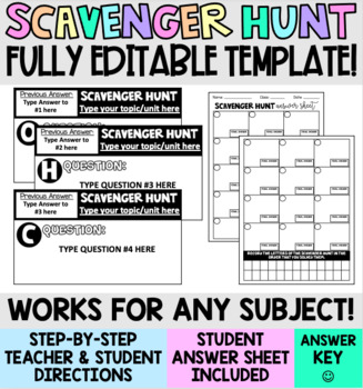 Preview of Editable Scavenger Hunt Template