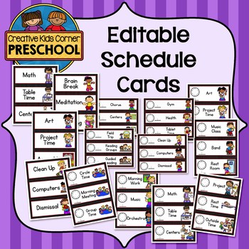 Editable Schedule Cards by Creative Kids Corner Preschool | TPT
