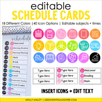 Preview of Editable Schedule Cards | Daily Schedule with Pictures and Times