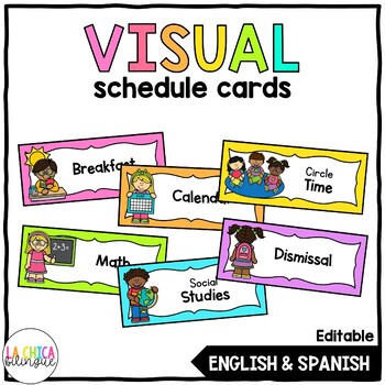 Editable Schedule Cards {English & Spanish} by La Chica Bilingue