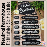 Editable Schedule Cards- Farmhouse Classroom Decor