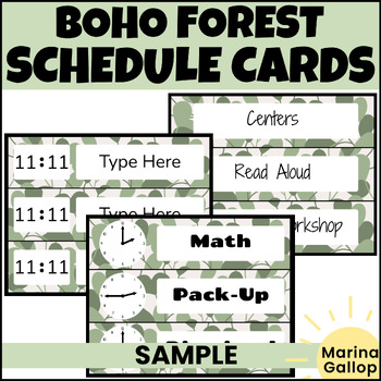 Preview of Plant Themed Classroom Decor - Boho Schedule Template & Editable Schedule Cards