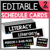 Editable Class Schedule Cards (Rainbow Series)