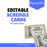 Editable Schedule Cards for Music, PE, Library, and Art Teachers