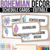 Editable Schedule Cards with Clipart Daily Schedule Cards Boho Classroom