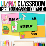 Editable Schedule Cards with Clipart Daily Schedule Cards Llama Classroom Decor