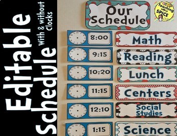 Preview of Daily Schedule- Back to School - Carnival, Polka-Dots Theme