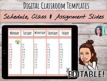 Preview of Editable Schedule, Subject, Assignment, & Morning Class Google Slides
