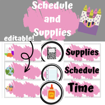 Preview of Editable Schedule and Supplies!- PINK