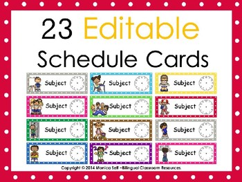 Preview of Editable Schedule cards