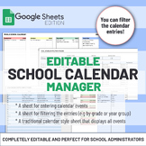 Editable School Calendar Manager | 2023/24 | Academic Goog