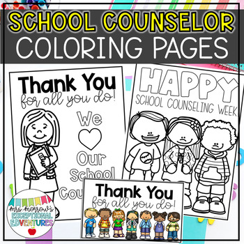 Preview of Editable School Counseling Week Coloring Pages | Counselor Thank You Cards
