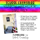Editable School Counselor Label Pack- Rainbow Watercolor