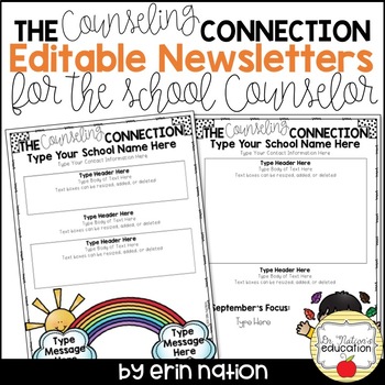 Preview of Editable School Counselor Newsletter templates (2nd version)