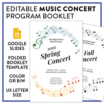 Preview of Editable School Music Program Template: For concert, band, recital or chorus!