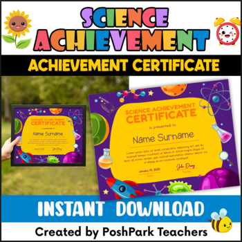 Preview of Editable School Science Certificate | Stem Certificate Template