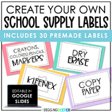 Editable School Supply Labels