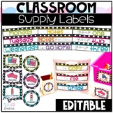 Editable Classroom Labels for School Supplies