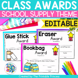 Editable Kindergarten End of the Year Awards School Supply