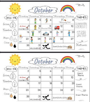 Preview of Editable School Year Calendars! September-June 2023! Cute, Creative, Fun!
