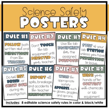 Preview of Editable Science Safety Posters- BOHO