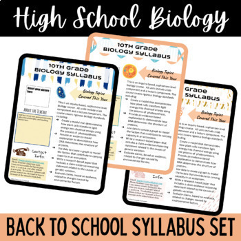 Preview of Editable Science Syllabus Template Set for High School Biology