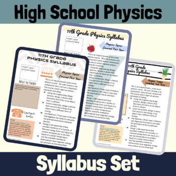 Preview of Editable Science Syllabus Template Set for High School Physics