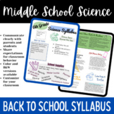 Editable Science Syllabus Template for Middle School Science 